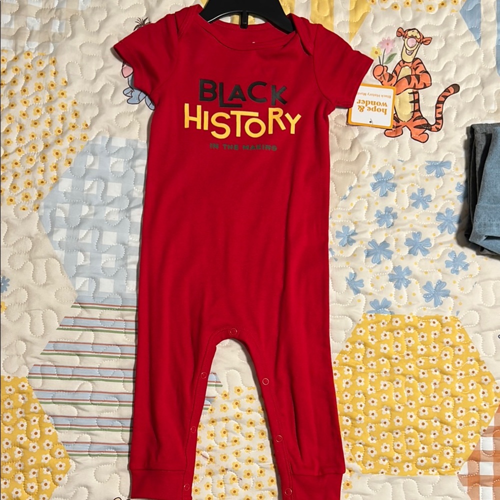 Red Black History Baby Romper